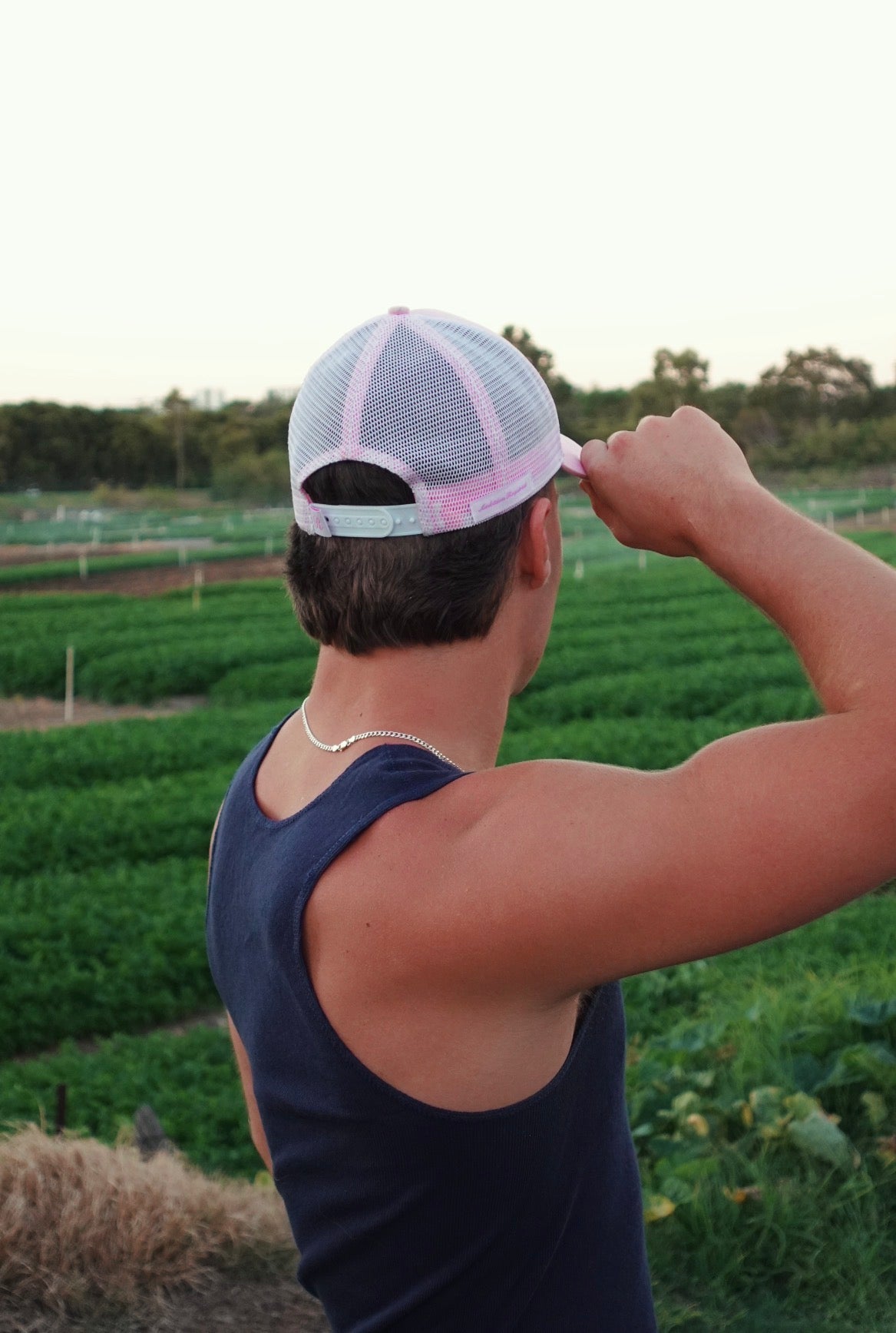 R1 Trucker Hat Pink White