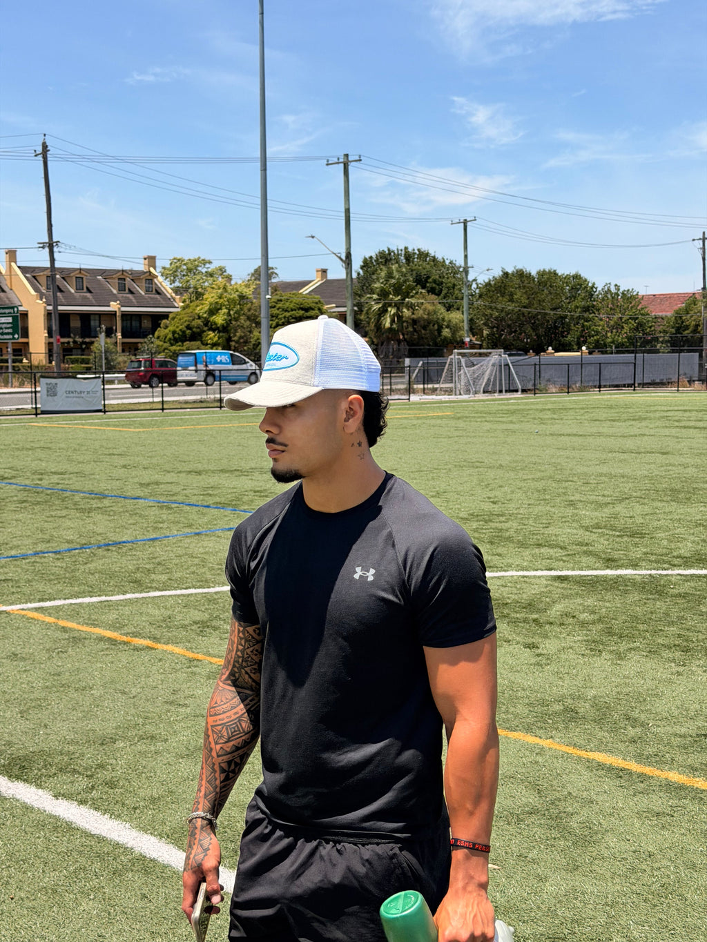 R1 Trucker Hat Light Grey Aqua — Rester
